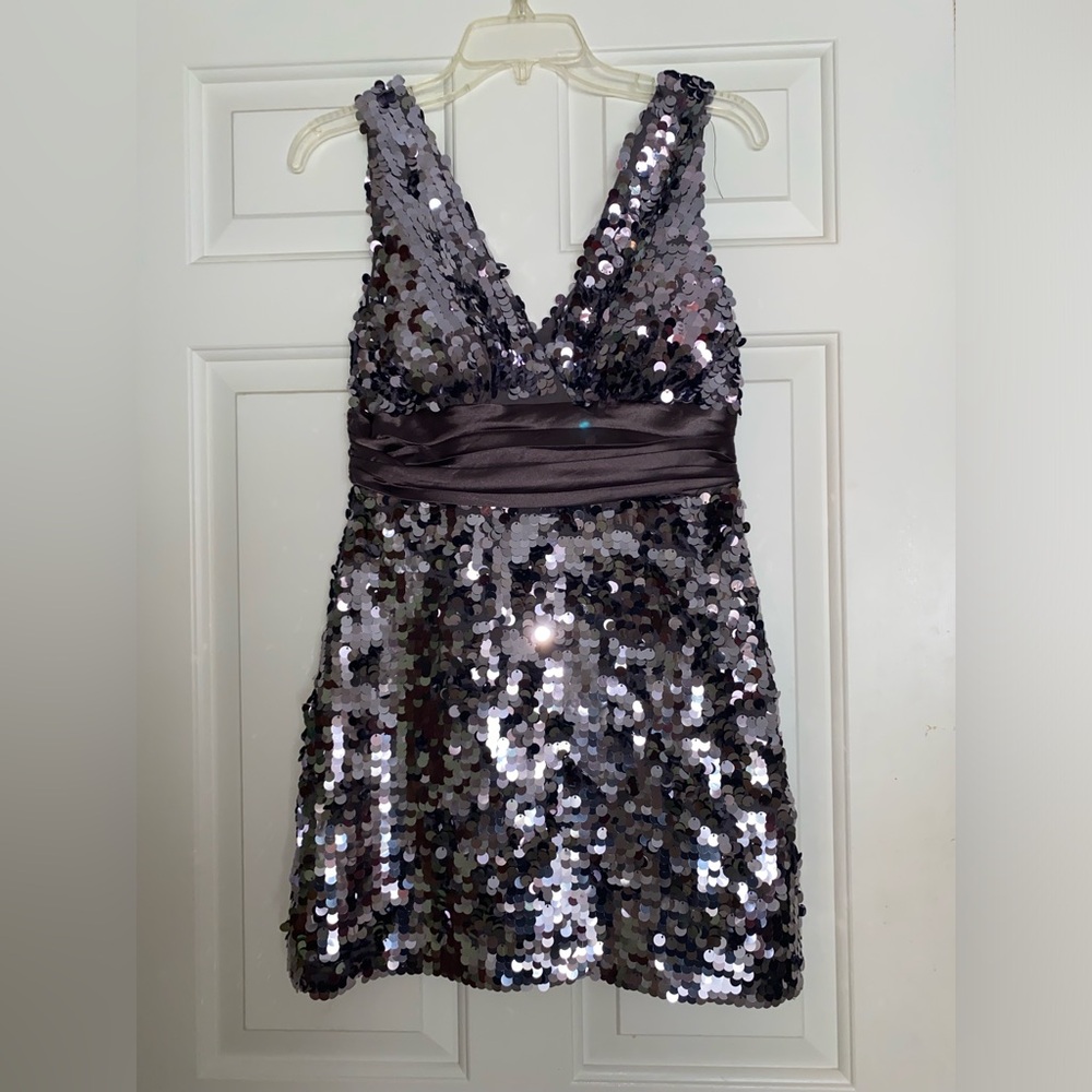 Sparkly/Sequin Silver/Gray Evening Dress